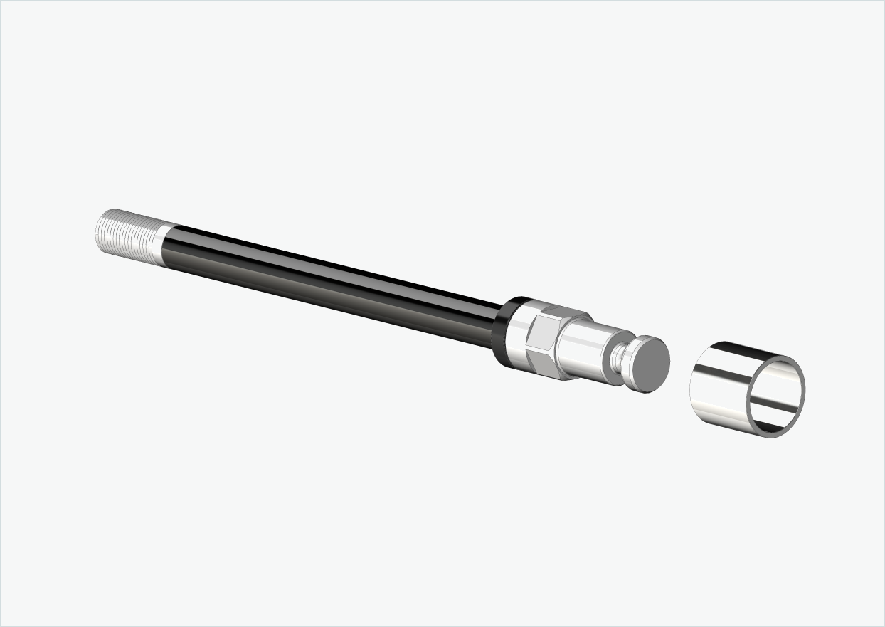 Eje pasante con adaptador / M12 x 1,75 | para remolques Croozer a partir de 2018