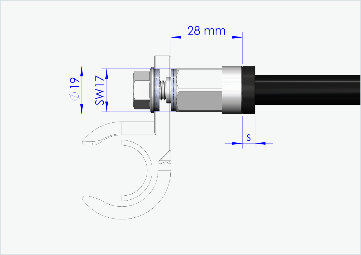 Eje pasante con adaptador Universal / M12 x 1,25