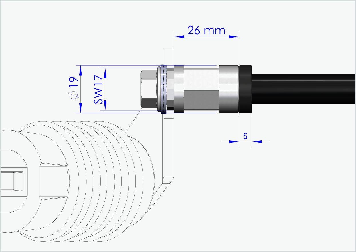 Eje de cierre rápido con adaptador poligonal / M12 x 1,75