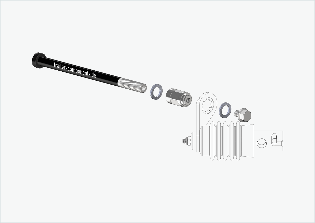 Eje de cierre rápido con adaptador Weber para TOUT TERRAIN | para rosca izquierda M12 x 1,50 - adecuado para embragues Weber tipo: E - EL - ES