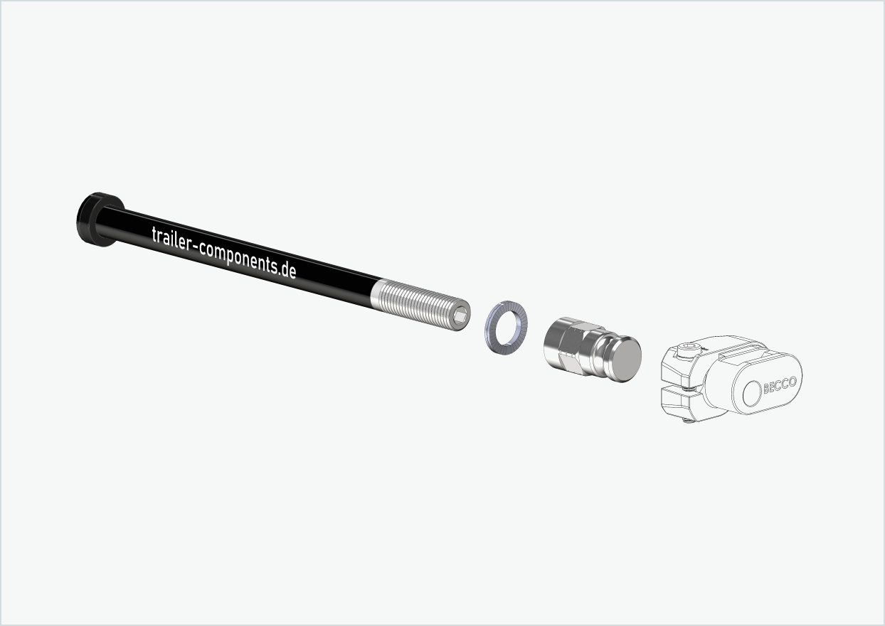 Eje pasante con adaptador Leggero para ORBEA | para rosca izquierda M12 x 1,50 - compatible con Leggero con sistema BECCO