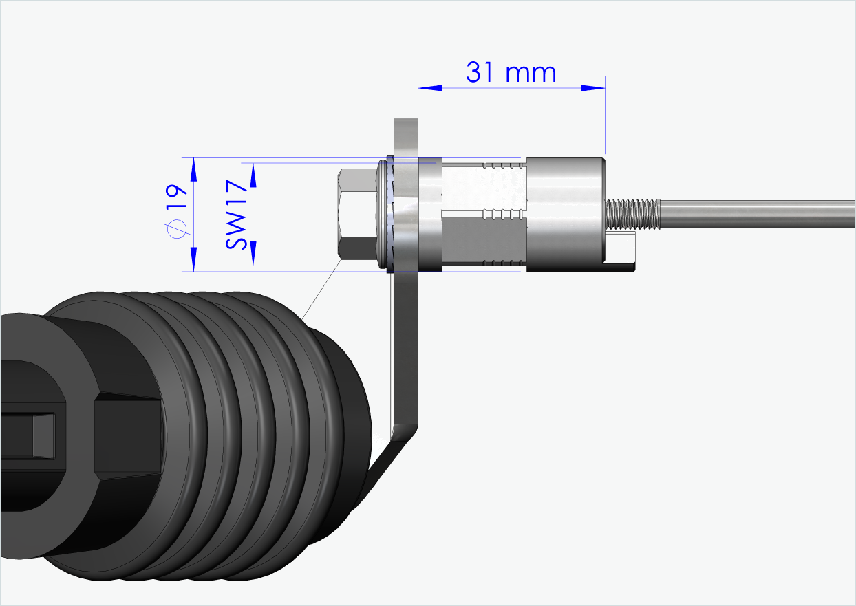 Eje de liberación rápida con adaptador poligonal | longitud de sujeción 154mm - 165mm