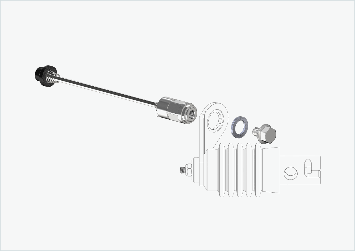 Eje de liberación rápida con adaptador poligonal | longitud de sujeción 143mm - 153mm