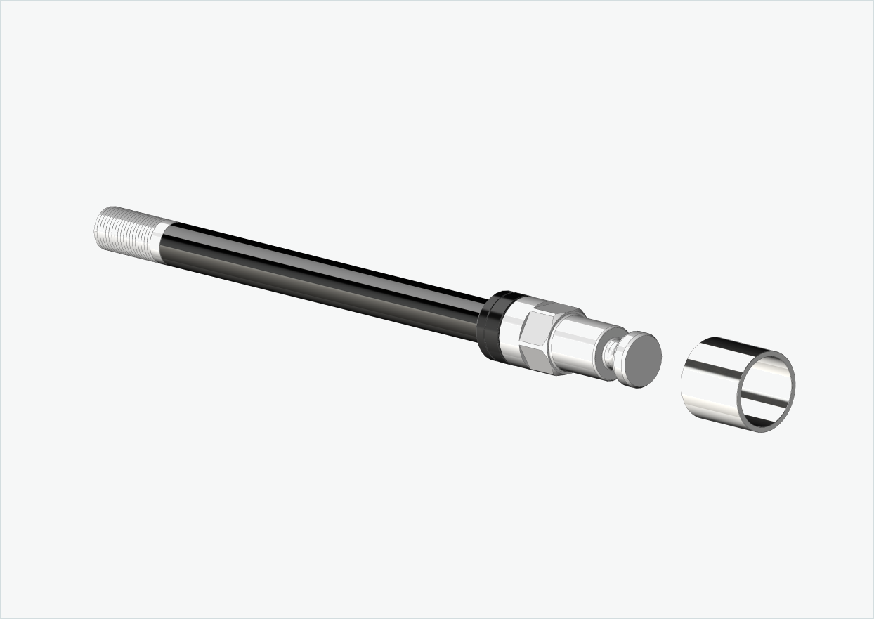 Eje pasante Syntace (X-12) con adaptador / M12 x 1,00 | para remolques Croozer a partir de 2018