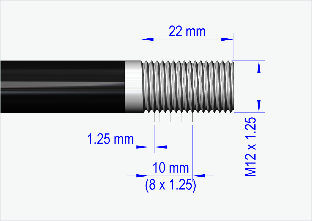 Eje pasante con adaptador Universal / M12 x 1,25