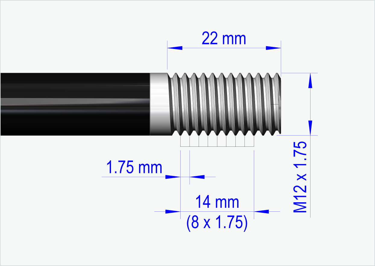 Eje pasante con adaptador / M12 x 1,75 | para remolques Leggero con sistema BECCO