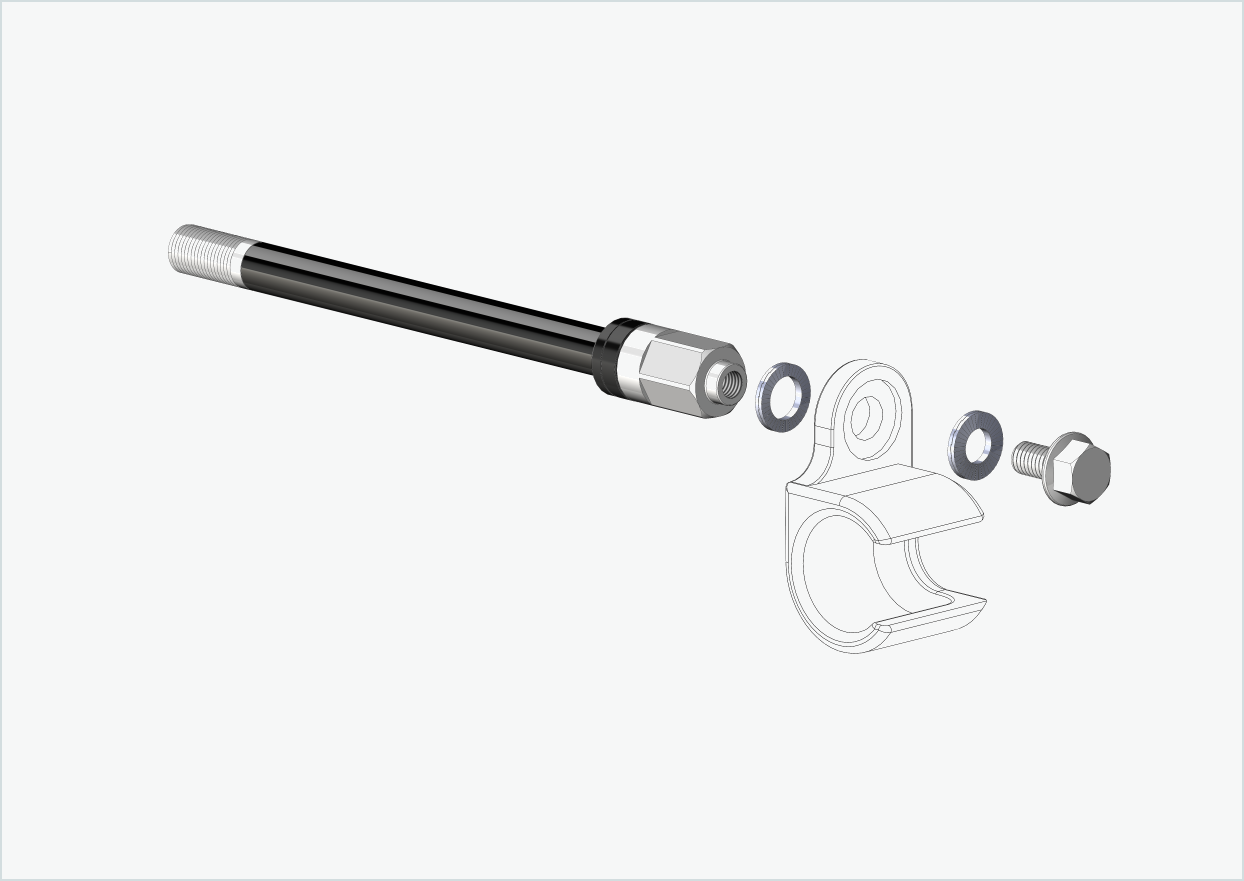 Eje pasante Syntace (X-12) con adaptador Universal / M12 x 1,00