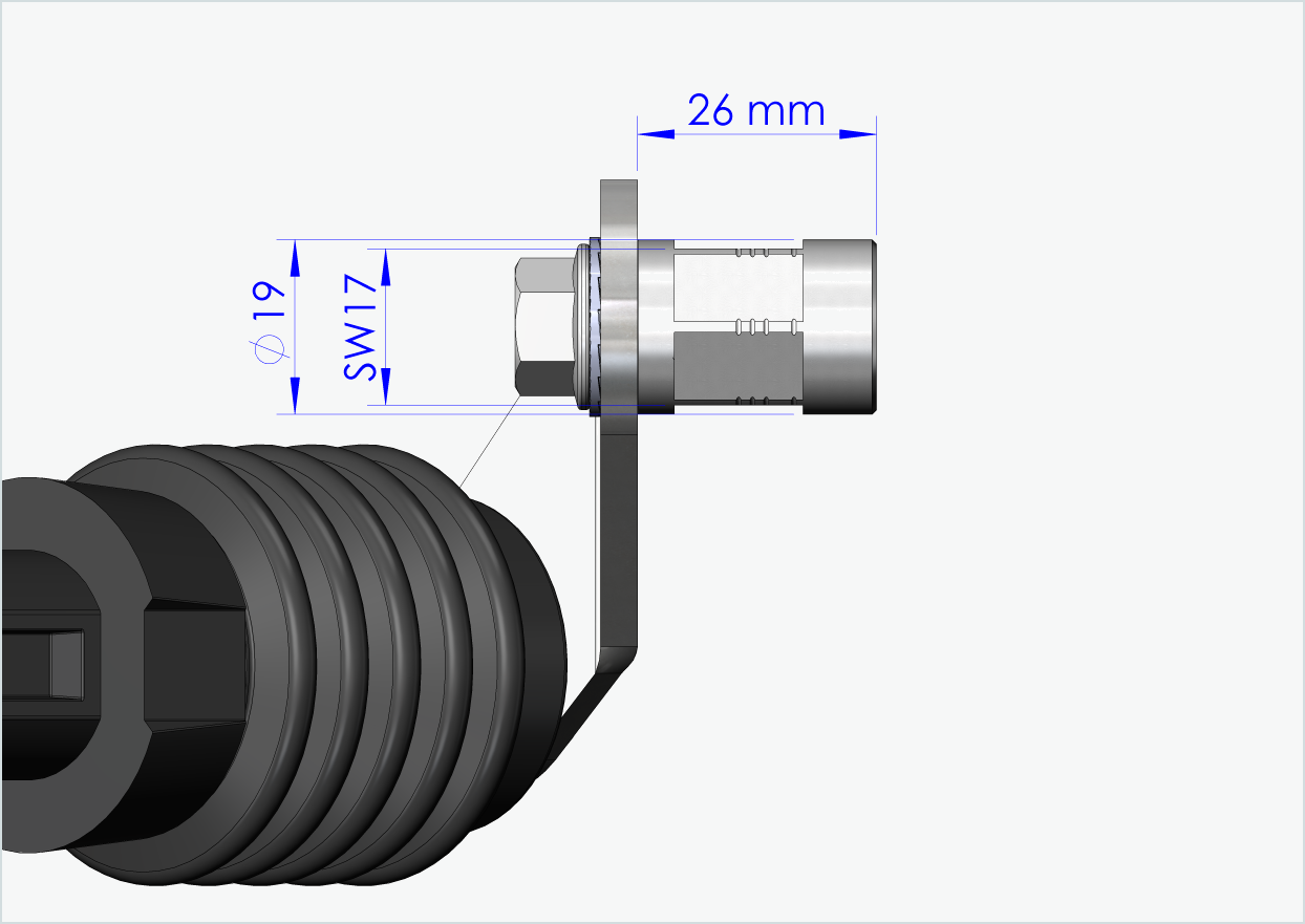 Adaptador eje macizo - M10 x 1,00
