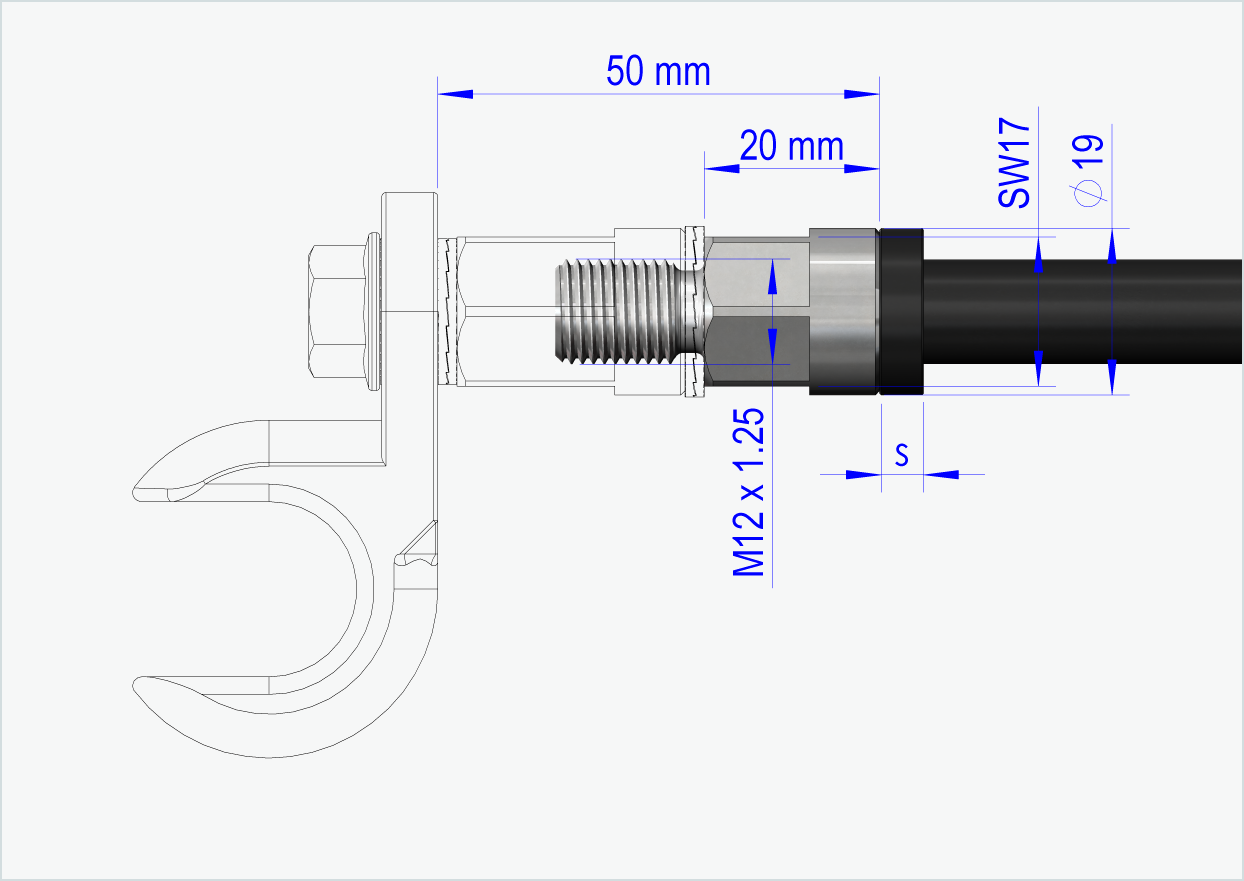 Eje de liberación rápida con sistema intercambiable / M12 x 1,75