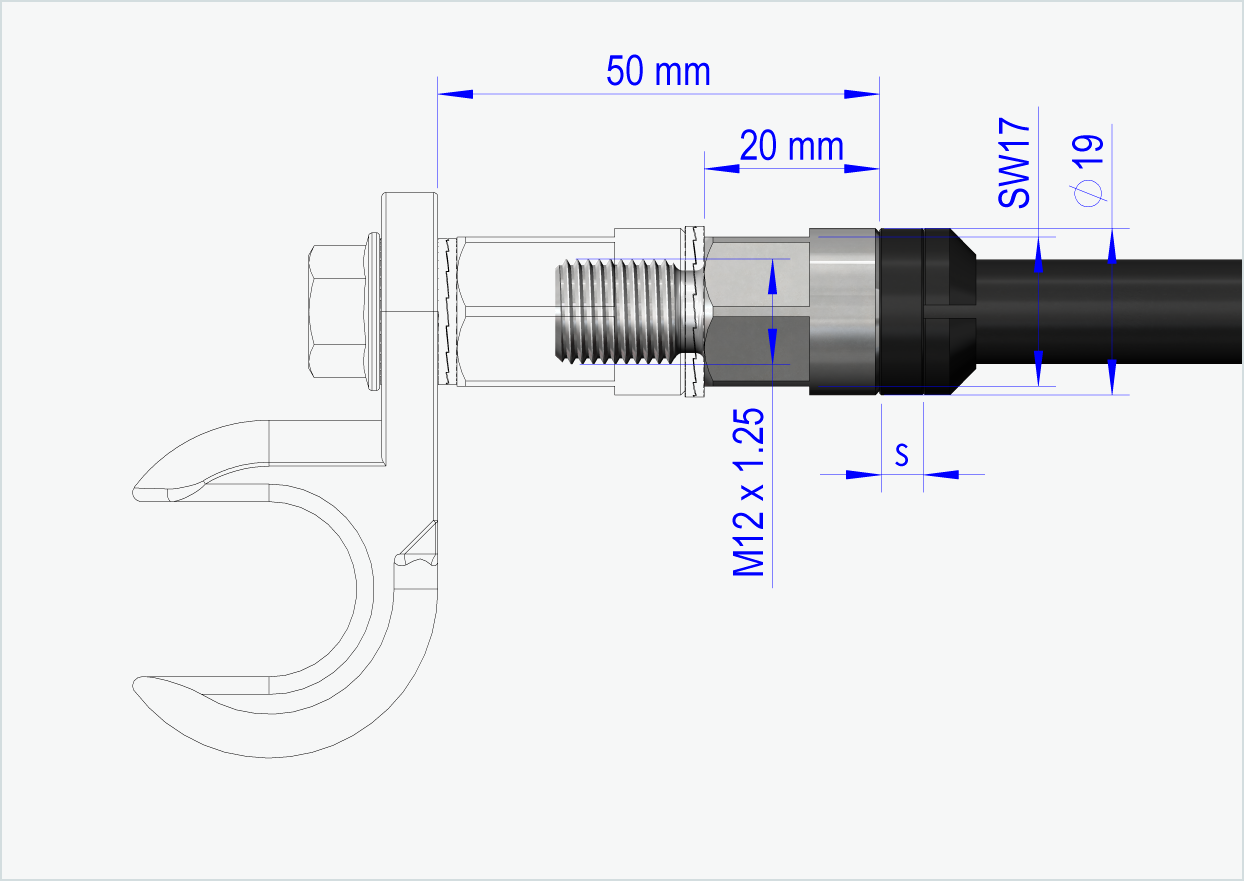 Eje pasante Syntace (X-12) con sistema intercambiable / M12 x 1,50
