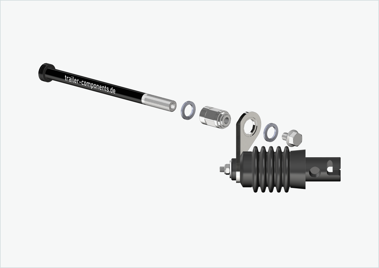 Eje de cierre rápido con adaptador Weber para TOUT TERRAIN | para rosca izquierda M12 x 1,50 - adecuado para embragues Weber tipo: E - EL - ES