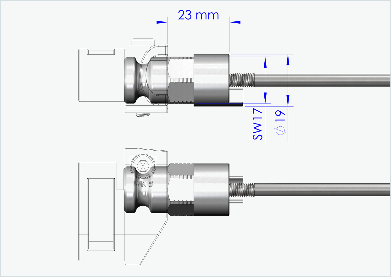 Eje de cierre rápido con adaptador para Leggero con sistema BECCO | longitud de sujeción 143mm - 153mm